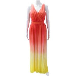 Jay Godfrey Sinclair Maxi Dress Size 4 Orange Yellow Ombre
